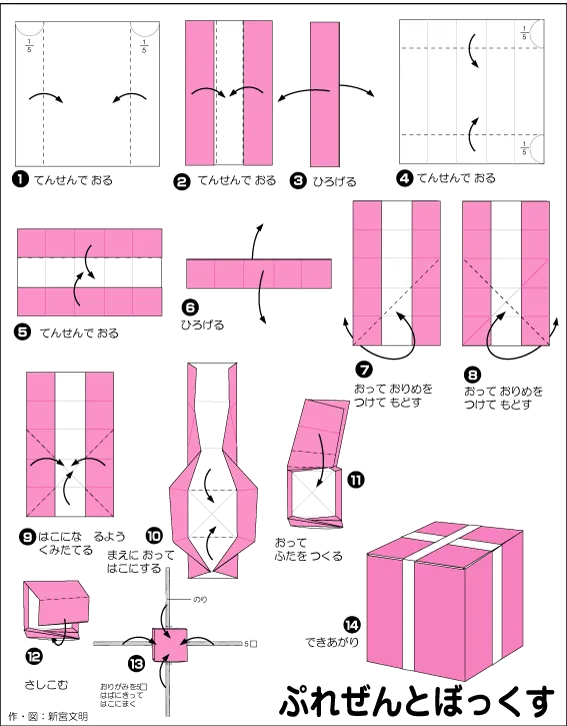 Hướng dẫn gấp Hộp quà - Gấp giấy Origami diagram